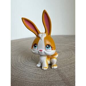 Littlest Pet Shop LPS Long Ear Orange White Bunny #75 Rabbit w Blue Eyes 2004